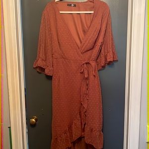 boohoo peach wrap dress